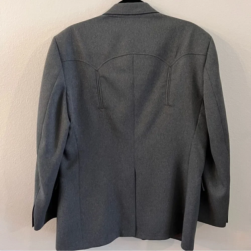 Circle S Western Blazer Men 44R Gray Cowboy Rodeo Jacket Office Rockabilly USA